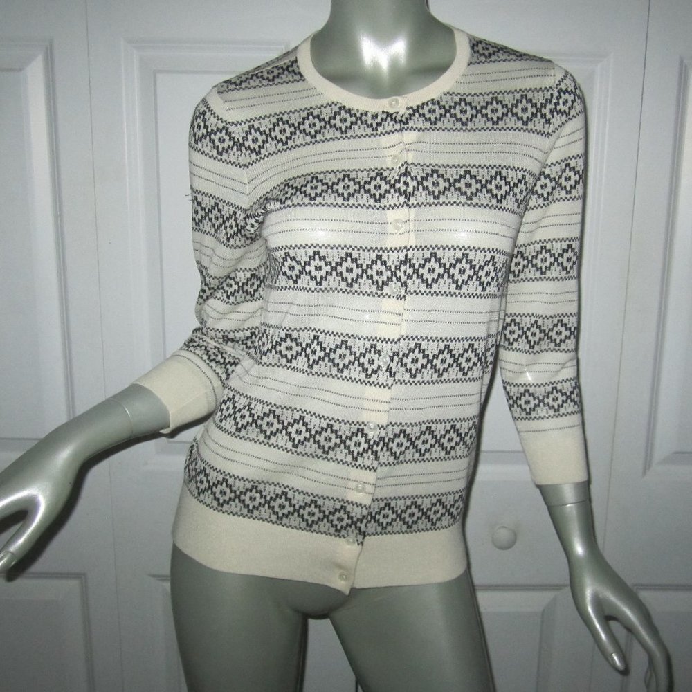 ANN TAYLOR Black & Cream Cardigan Sweater NWT